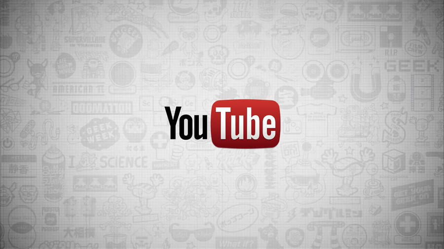 Youtube Logo On Cute White Doodles Wallpaper