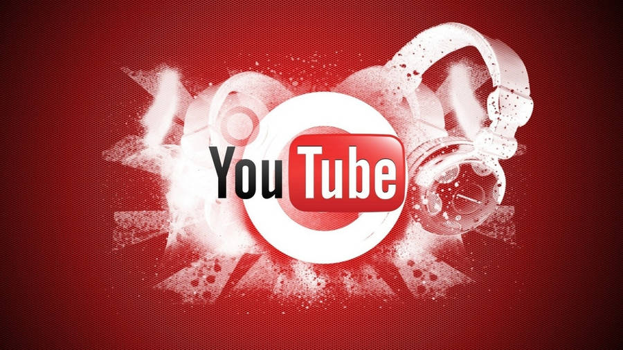 Youtube Logo With White Headphones Wallpaper