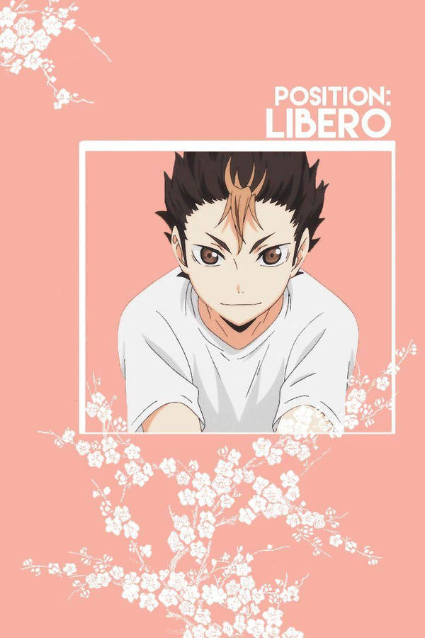 Yu Nishinoya Peach Floral Portrait Wallpaper