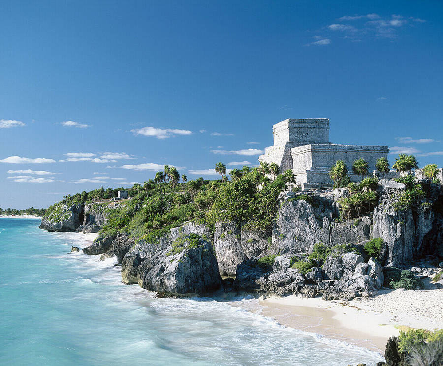 Yucatan Ruins On Rocks Wallpaper