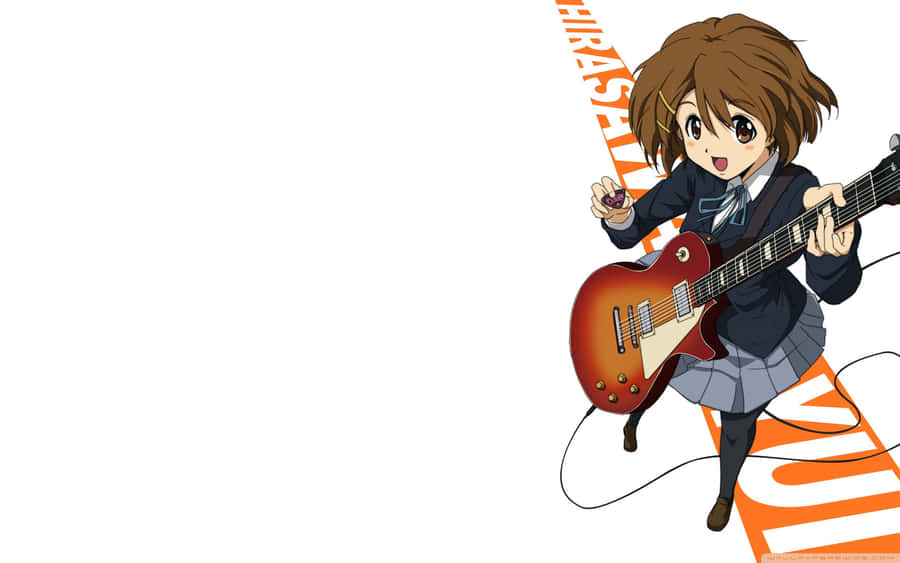 Yui Hirasawa Rocking Her Electric Guitar Wallpaper