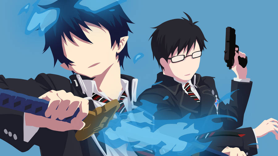 Yukio Rin Minimal Art Blue Exorcist Wallpaper