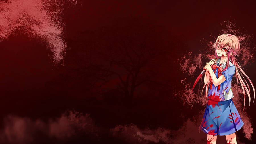 Yuno Gasai Blood Dagger Wallpaper