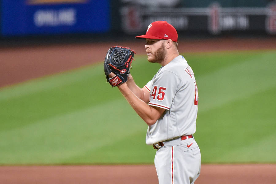 Zack Wheeler Holding Ball In Mitt Wallpaper