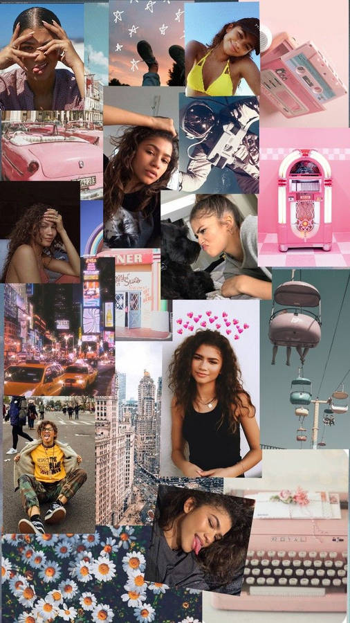 Zendaya Aesthetic Collage Wallpaper