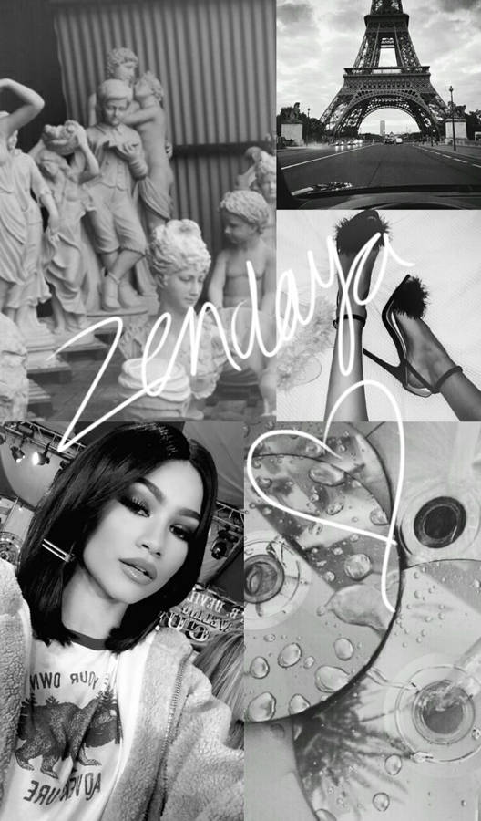 Zendaya Black And White Collage Wallpaper