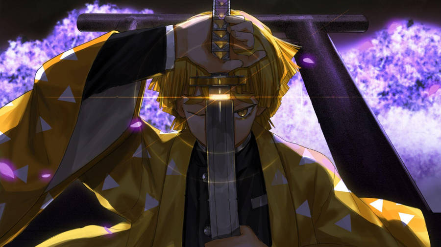 Zenitsu Unsheathing His Blade Wallpaper