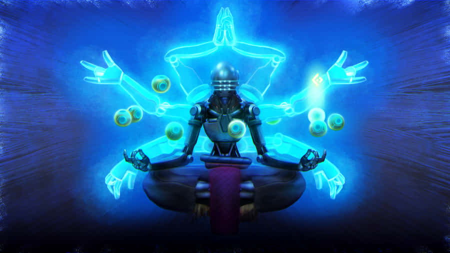 Zenyatta Blue Robe Lotus Position Wallpaper