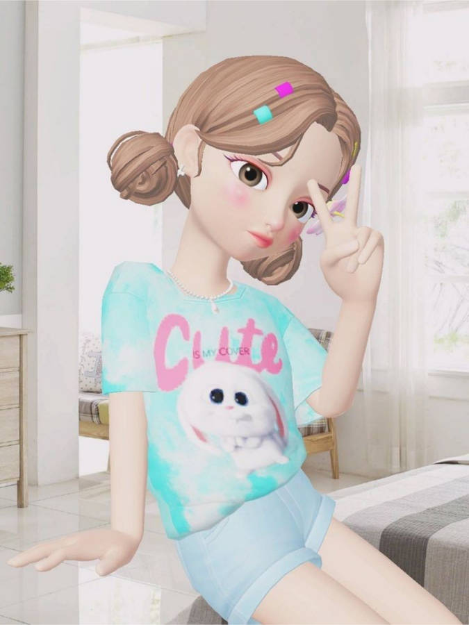 Zepeto Cute Girl Low Double Buns Wallpaper