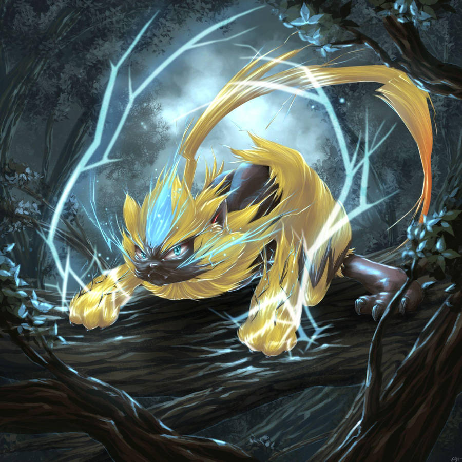 Zeraora Electric On Branch Wallpaper