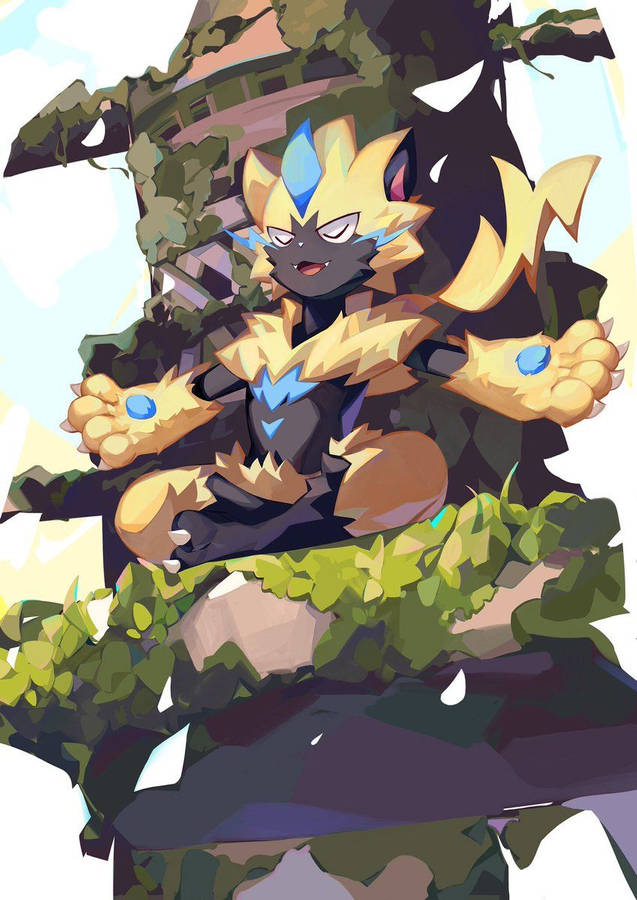 Zeraora Meditating On Structure Wallpaper