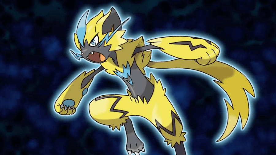 Zeraora Official Art Black Background Wallpaper