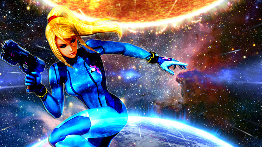 Zero Suit Samus Prepares For Battle Wallpaper