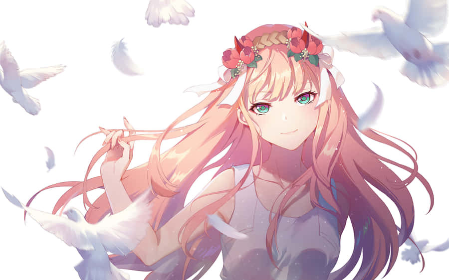 Zero Two Aesthetic Birds Wallpaper