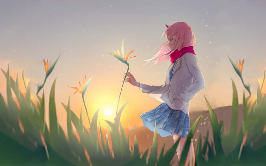 Zero Two Aesthetic Flower Wallpaper