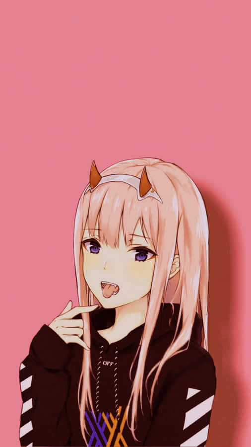 Zero Two Aesthetic On Pink Wallpaper