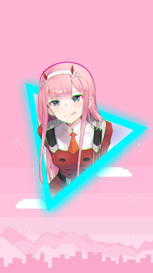 Zero Two In Triangle Frame Phone Wallpaper