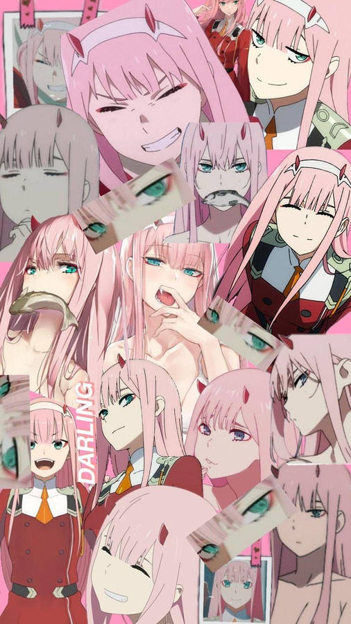 Zero Two's Faces Phone Wallpaper