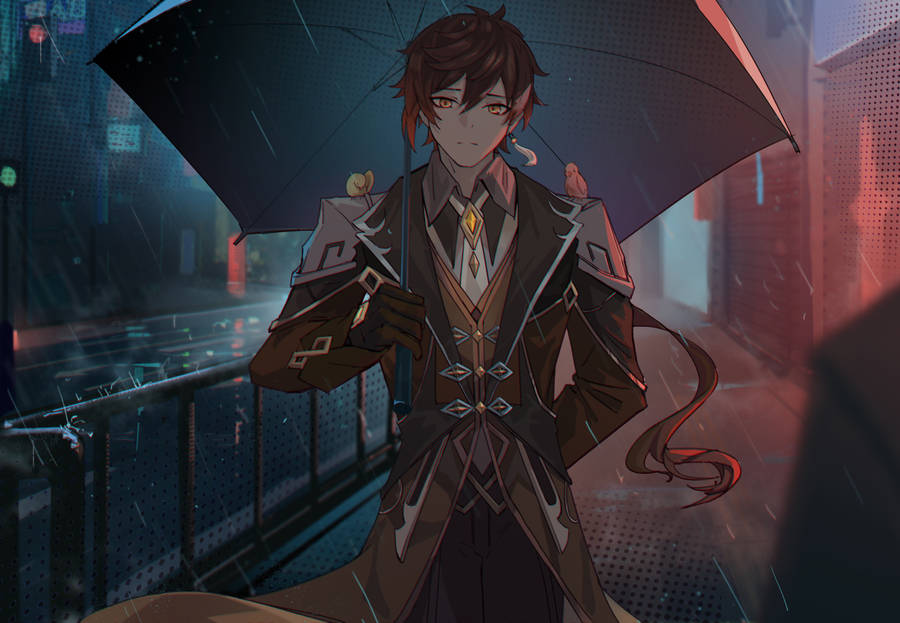 Zhongli Rainy Day Wallpaper