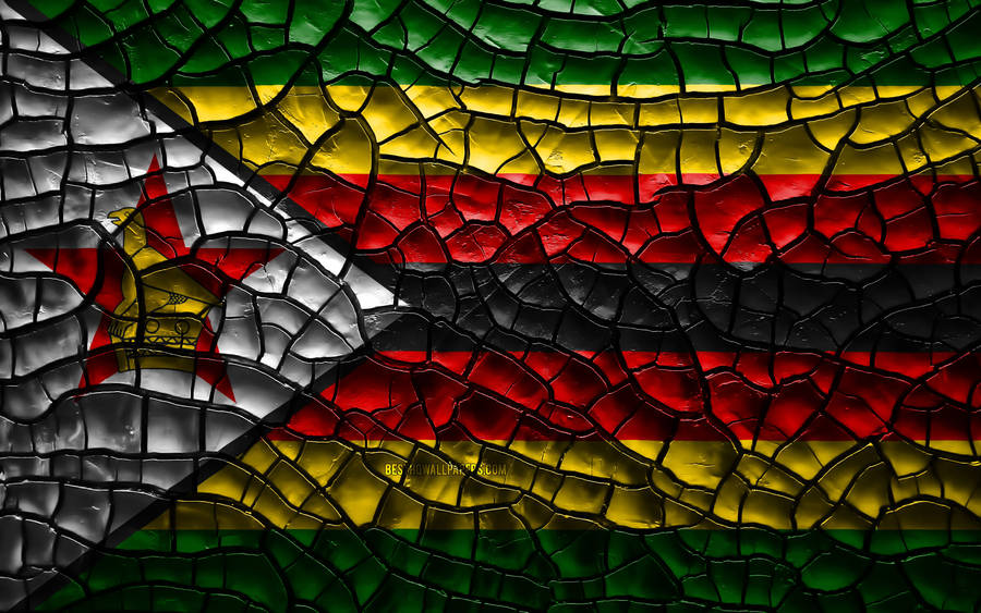 Zimbabwe's Flag On Cracked Soil Wallpaper