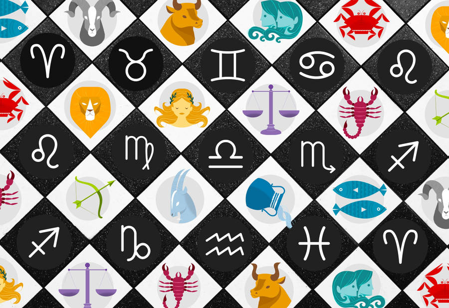 Zodiac Signs Diamond Pattern Wallpaper