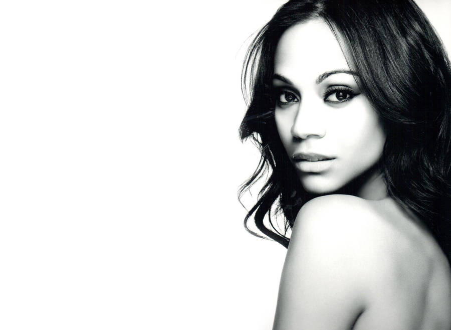 Zoe Saldana Black And White Photograph Wallpaper