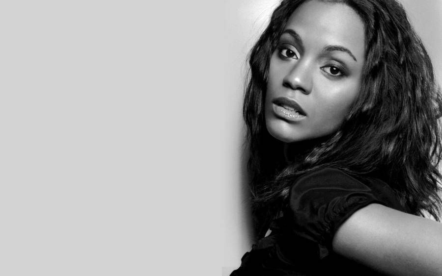 Zoe Saldana Greyscale Portrait Photograph Wallpaper