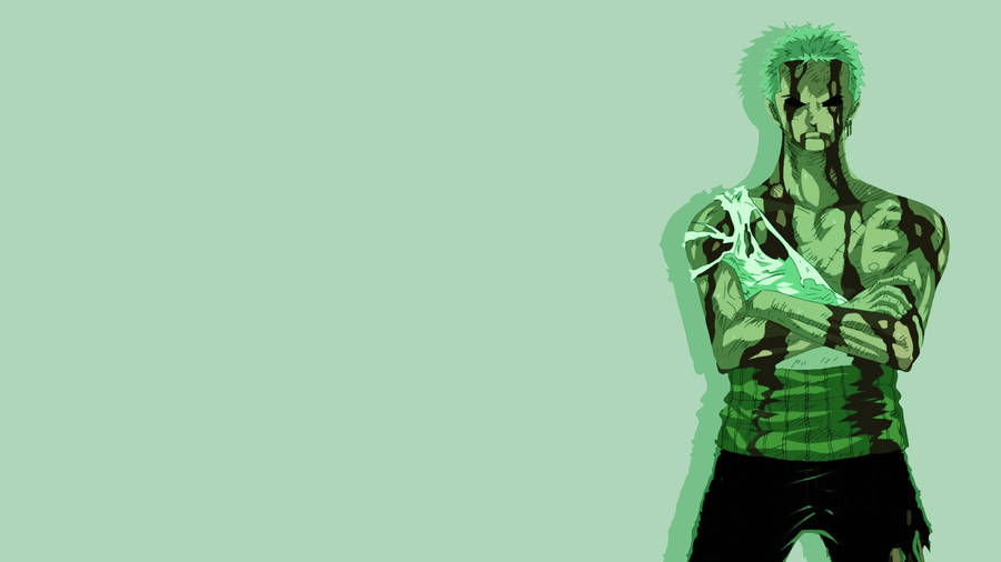 Zoro Hd Mint Green Background Wallpaper