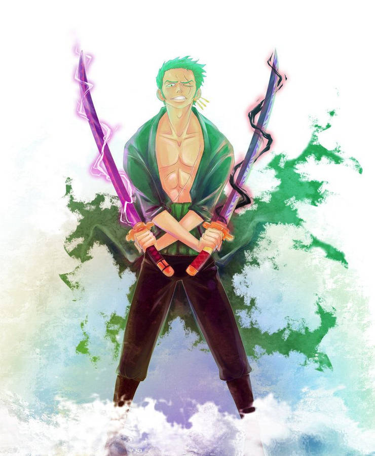 Zoro Hd Purple And Green Aura Wallpaper