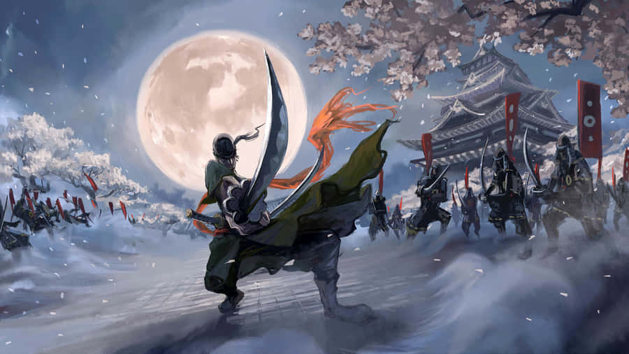 Zoro Wano Full Moon Wallpaper