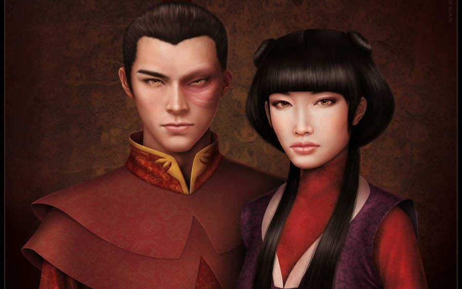 Zuko And Mai Realistic Portrait Wallpaper