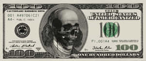 100 Dollar Bill With Skull Wallpaper