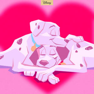 101 Dalmatians Couple Heart Wallpaper