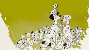 101 Dalmatians Olive Green Background Wallpaper