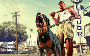 1080p Gta 5 Franklin Clinton Chop Wallpaper