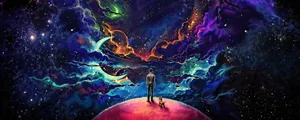 1200x480 Trippy Cloudy Galaxy Wallpaper
