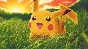 1920 X 1080 Anime Pikachu On Grass Wallpaper