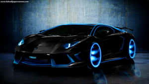1920 X 1080 Car Lamborghini Aventador Glowing Blue Mugs Wallpaper