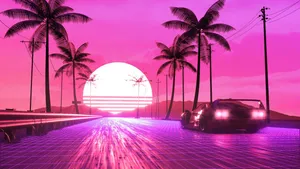 2560 X 1440 Car Outrun Digital Art Wallpaper