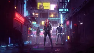 2560x1440 Cyberpunk Hotel Street Wallpaper