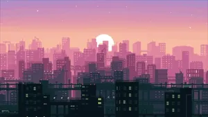 2d City Lo Fi Desktop Wallpaper