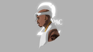 2pac 2d Art In Gray Wallpaper