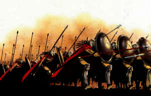 300 Movie Scenes With Armored Warriors Wallpaper