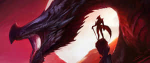 3440x1440 Dragon And Knight Wallpaper