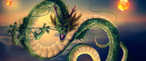 3440x1440 Dragon Green Moon Wallpaper