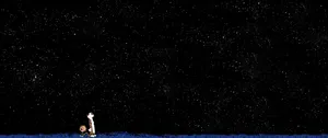 3440x1440 Space With Calvin And Hobbes Wallpaper
