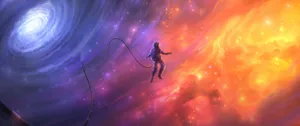 3440x1440 Space With Floating Astronaut Wallpaper
