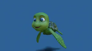 3d Blue-eyed Cartoon Turtle Wallpaper