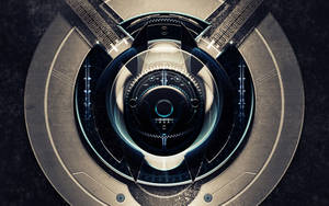 3d Hi-tech Knob On Wall Wallpaper