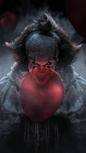 3d Horror Pennywise With Red Balloon Wallpaper